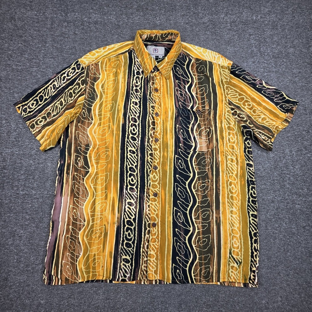 VTG The Territory Ahead Shirt Mens Sz XL Abstract Hawaiian Polynesian Tribal 90s